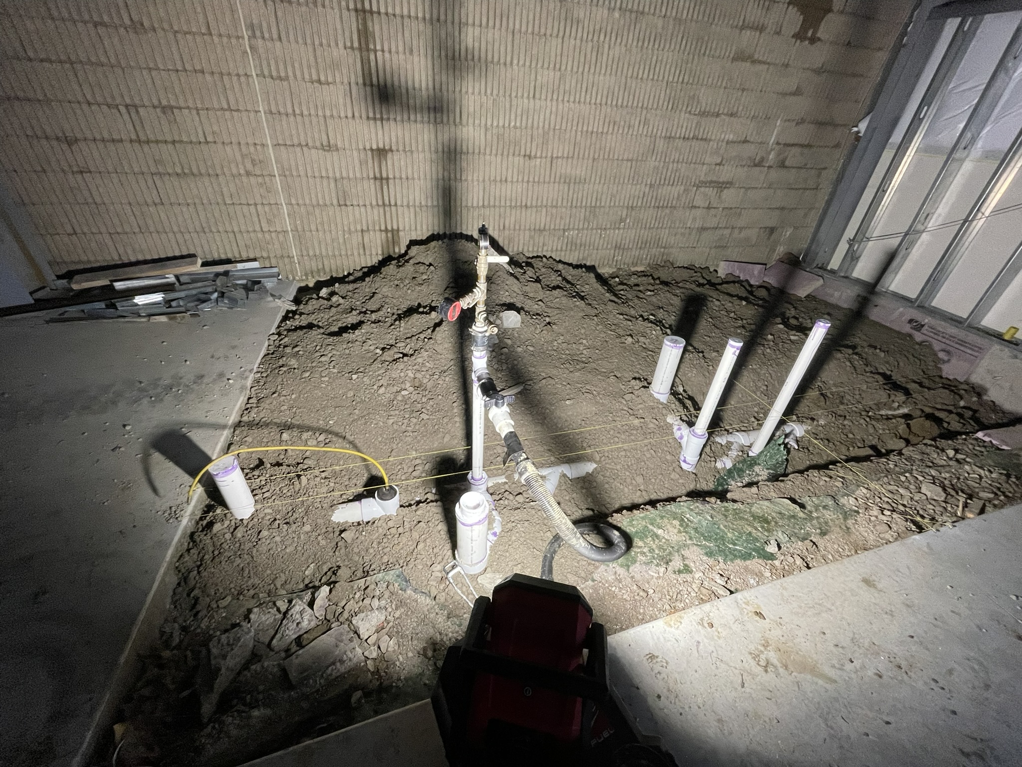 Commercial plumbing installation on-site